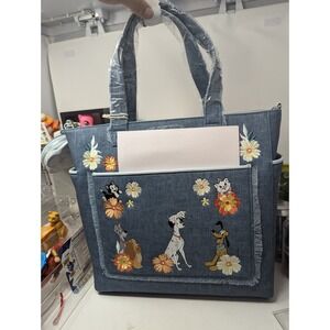 Loungefly Disney Dogs & Cats Floral Denim Convertible Tote Bag w/Coin Bag